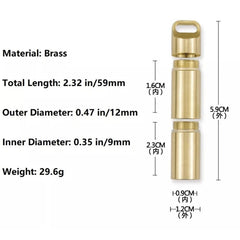 EDC Brass Waterproof Pill Case Holder EDC Pill Organizer Container 2 Compartment 07FC0E-D4 - KOEEK