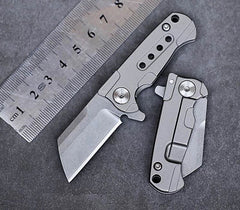 MINI Titanium Keychain Folding Knife D2 Blade pocket EDC Outdoor Camping Tool 07FC0E-D4 - KOEEK