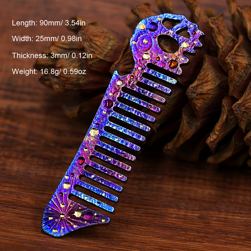 Titanium Comb Anti-static Portable Crowbar Handmade with Bottle Opener EDC Gifts 07FC0E-D4 - KOEEK