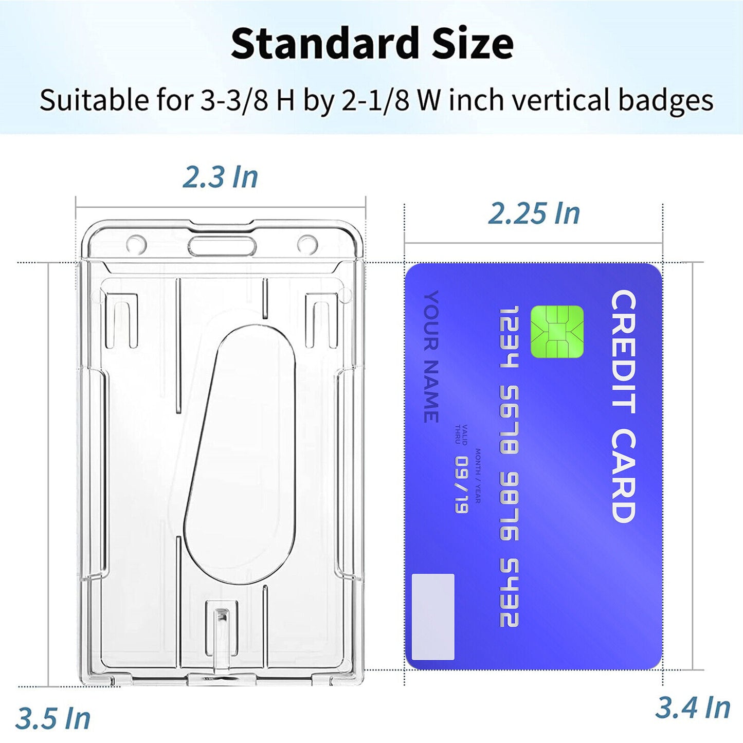 10Pcs ID Card Badge Holder Hard Plastic Protector Vertical Clear Protective Case koeek - KOEEK