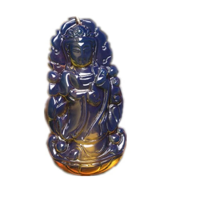 Dominican Blue Resin Guanyin Pendant Necklace Natural Resin Jewelry For Women 07FC0E-D4 - KOEEK