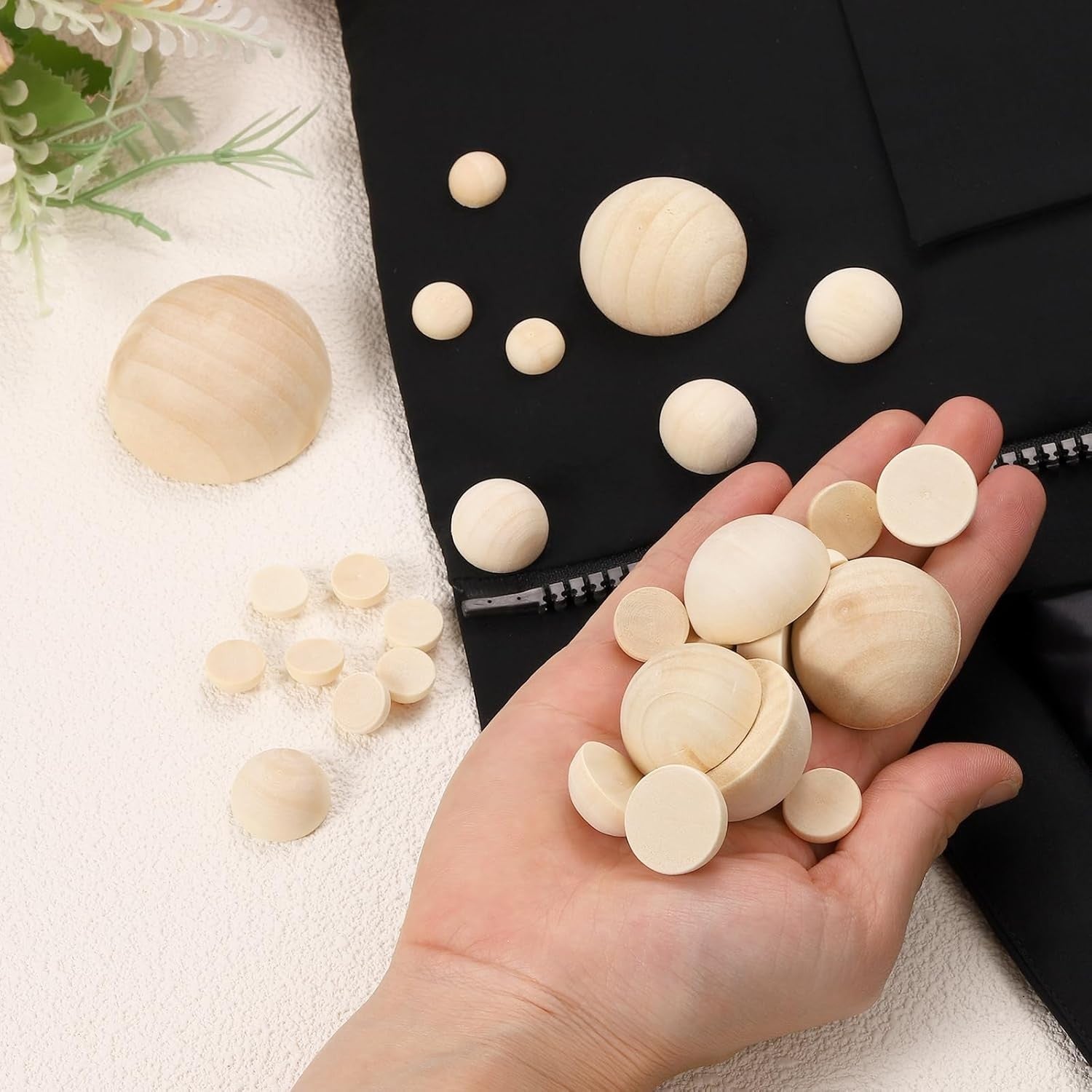 new uxcell 30Pcs Half Wood Beads, 35mm Unfinished Hemisphere Balls Round UXCELL - KOEEK
