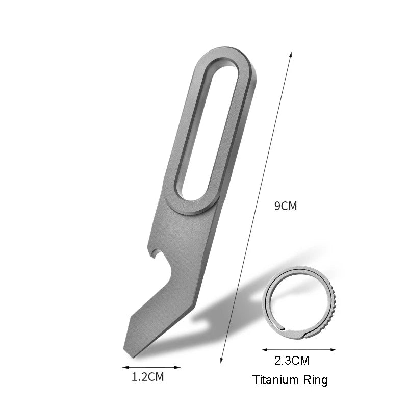 EDC Titanium Keychain Pry Bar Crowbar Pocket Opener Wrench Outdoor Multi Tools 07FC0E-D4 - KOEEK