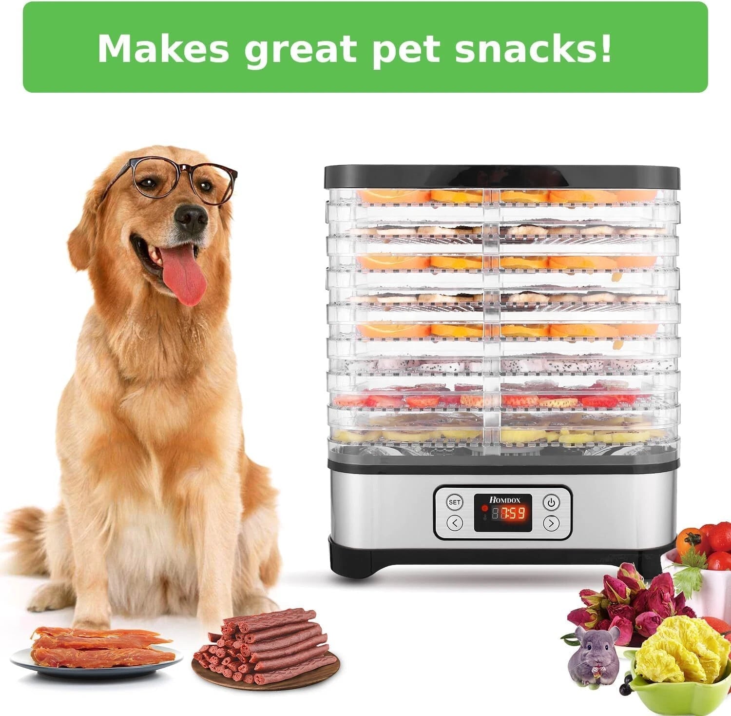 Food Dehydrator, 8 BPA-Free Trays, 400 Watt Dehydrator 07FC0E-D4 - KOEEK