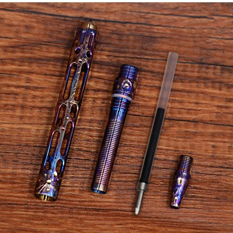 Mini Titanium Ballpoint Pen Handmade Signature Writing Pen Keychain Portable EDC 07FC0E-D4 - KOEEK