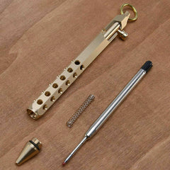 Six-Edge Solid Brass Pen Practical Pen Signature Pen Ball Pen with Key Ring EDC 07FC0E-D4 - KOEEK