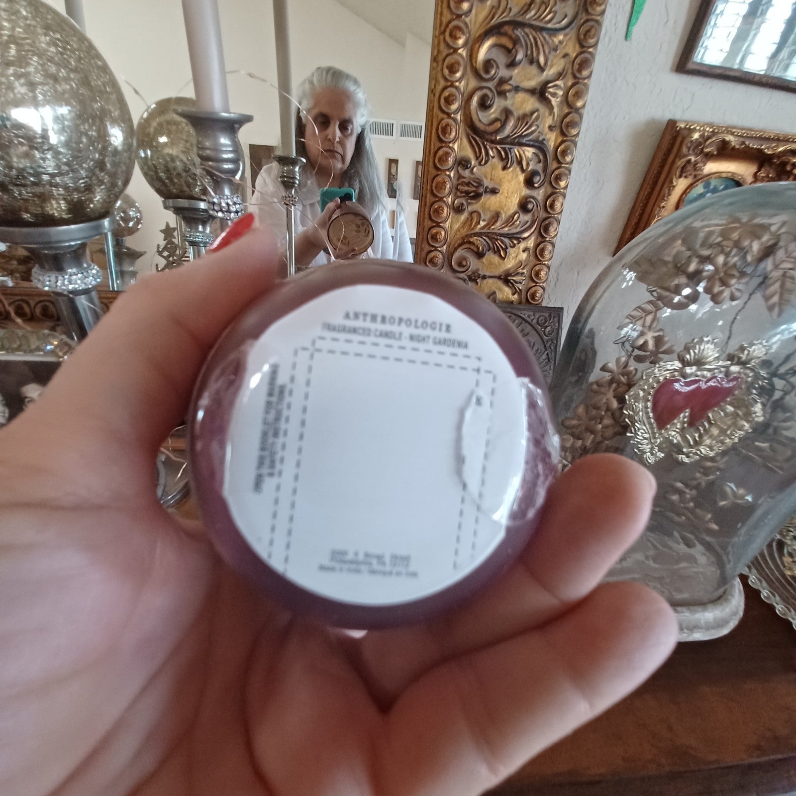 ANTHROPOLOGIE ALEXANDRA ~ NIGHT GARDENIA ETCHED GLASS CANDLE  ~ BEAUTIFUL ANTHROPOLOGIE - KOEEK