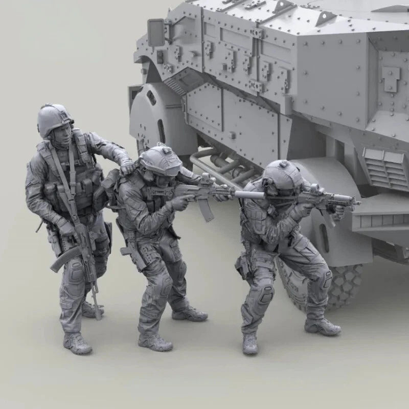 1/35 Resin Model Kit Modern Military Soldiers 3 Figures Unassembled Unpainted 07FC0E-D4 - KOEEK