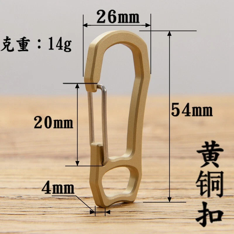 Solid Brass Carabiner Key Ring Key Chain Buckle Clip Snap Hook Handbag Clasp EDC 07FC0E-D4 - KOEEK