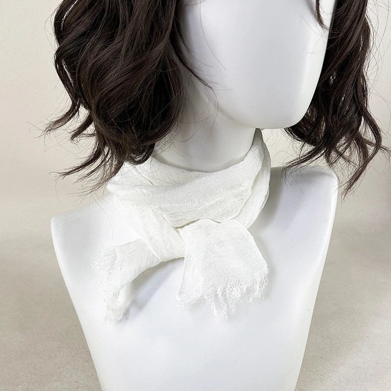 Unisex Narrow Slender Flax Linen Tassel Scarf Neckerchief Shawl Thin Bandana 07FC0E-D4 - KOEEK