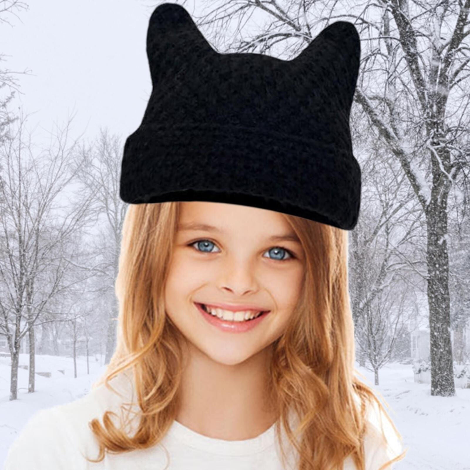 ny Cat Hat Voksen Komfortabel Myk Beanie Caps for Winter Cat Ear Beanie Hats Søt