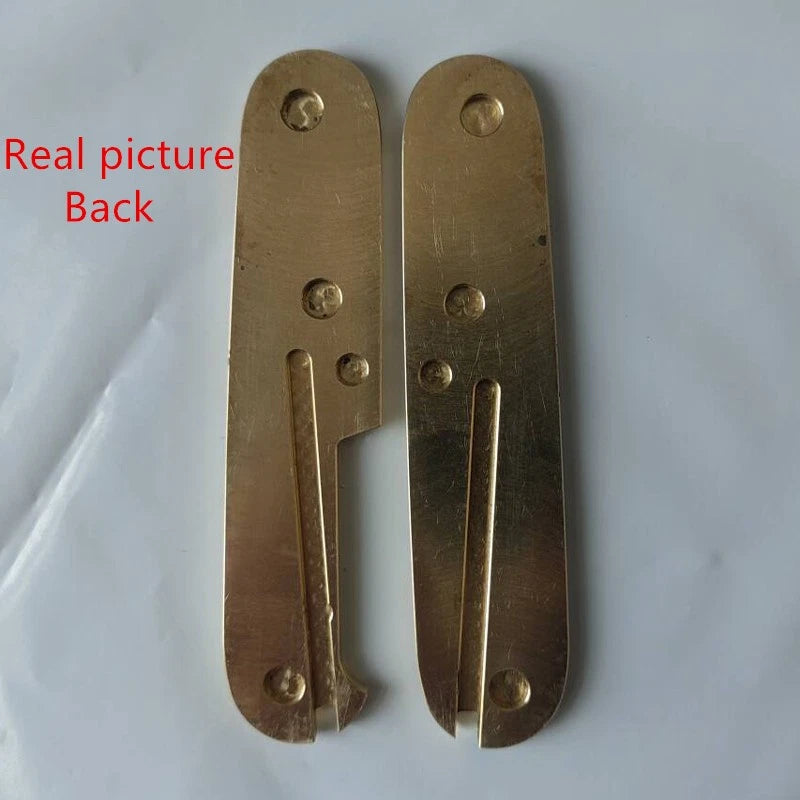 1 Pair Custom Made Pure Brass Handle Scales for 91 mm Victorinox Swiss Army 07FC0E-D4 - KOEEK