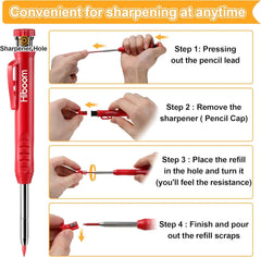 new Hiboom 4 Pack Carpenter Pencils with Sharpener, Mechanical Pencil Colorful HIBOOM - KOEEK