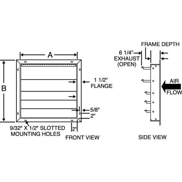 ny Dayton 4C558 18 In Backdraft Demper Wall Shutter, 18-1/2 In X 18-1/2 In