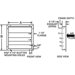 ny Dayton 4C558 18 In Backdraft Demper Wall Shutter, 18-1/2 In X 18-1/2 In