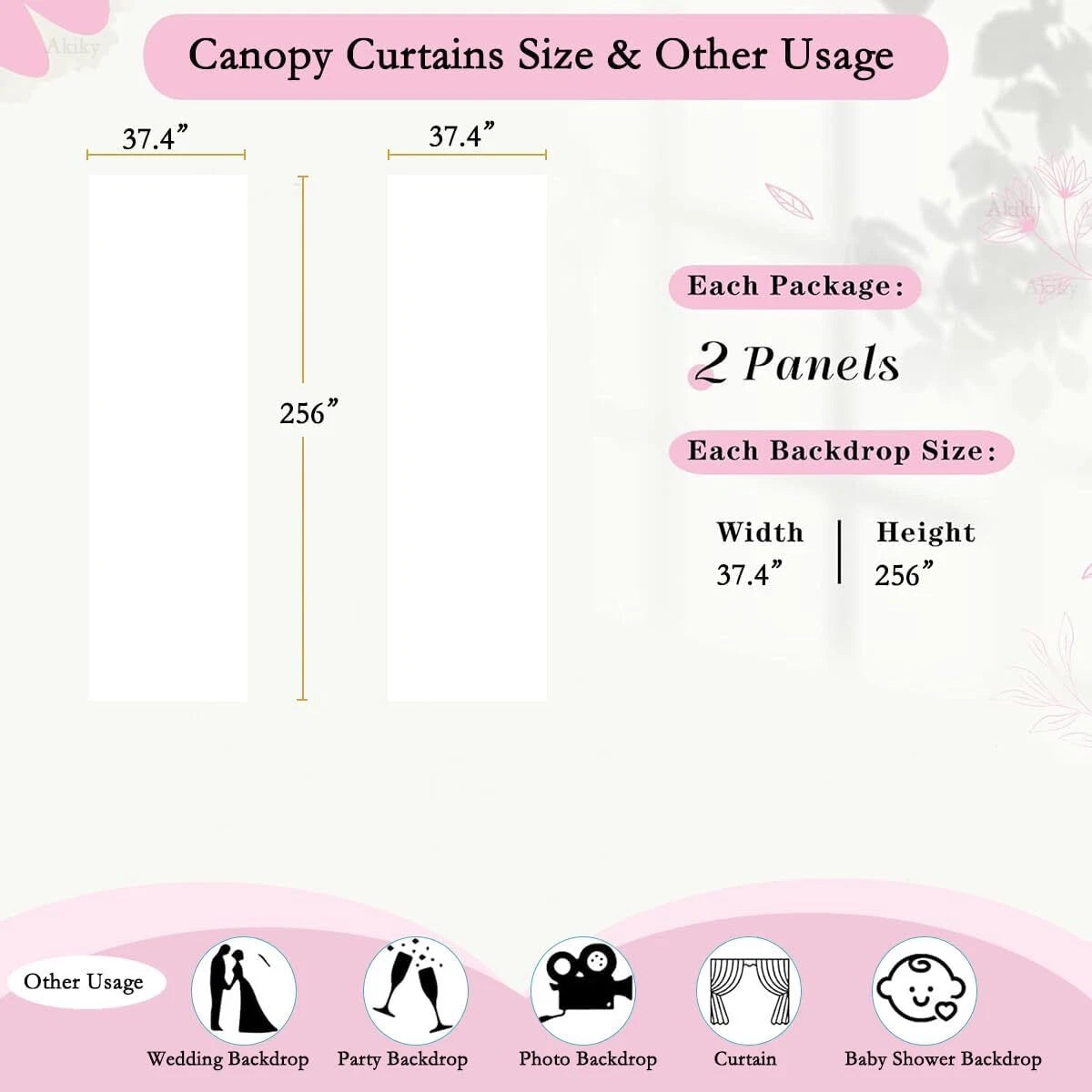 Canopy Bed Curtains with Light Princess Bed Canopy Scarf for Full/Queen Metal 07FC0E-D4 - KOEEK