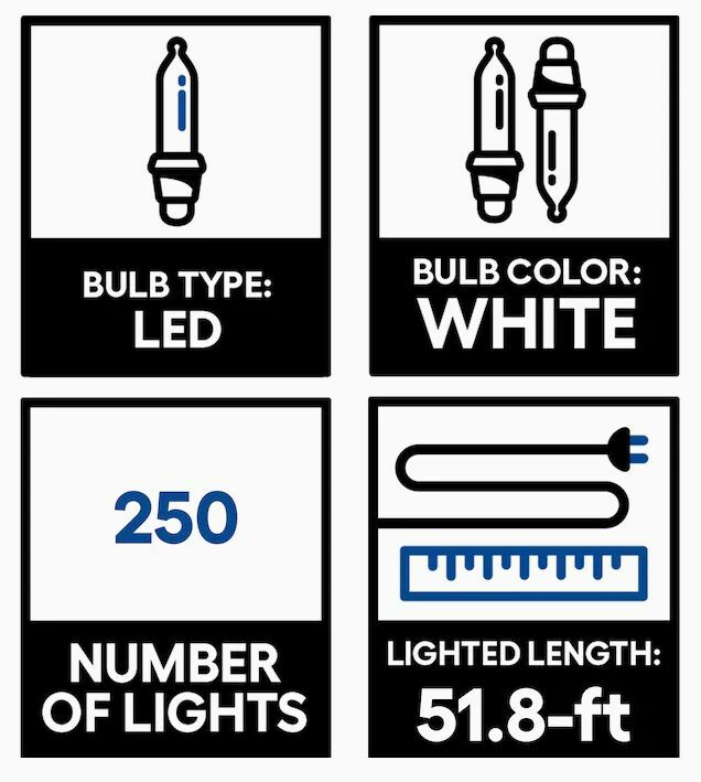 GE StayBright 250-Count 51.8-ft White Micro LED Christmas String Lights GE - KOEEK