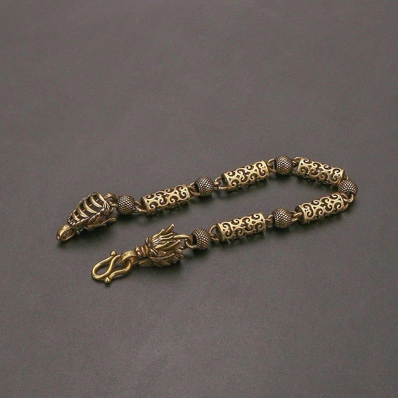 Vintage Brass Bracelet Men Women Simple Cloud Zodiac Dragon Copper Chain Gift 07FC0E-D4 - KOEEK