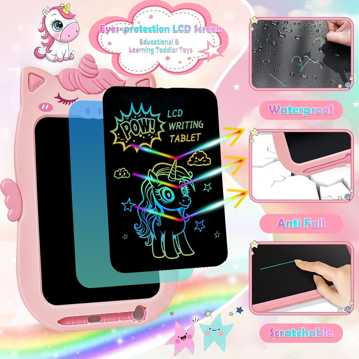 new Toys for 1 2 3 Year Old Girl Gifts,10IN LCD Writing Tablet Pink 07FC0E-D4 - KOEEK