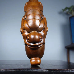 Boxwood Wood Carved Dragon Phoenix Pendant 9cm Handheld Piece Hanging Charm 07FC0E-D4 - KOEEK