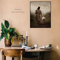 new Jesus Wall Art And Lamb Canvas 16L" x 12W", and Sheep 07FC0E-D4 - KOEEK