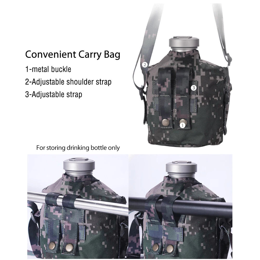 Outdoor Camping Canteen Kettle Titanium Cookware Picnic Hanging Pot Bowl Kit 07FC0E-D4 - KOEEK