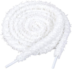 new 2 Pair Fuzzy Flat Shoe Laces Soft White Plush Thick Shoelace 55inch, 07FC0E-D4 - KOEEK