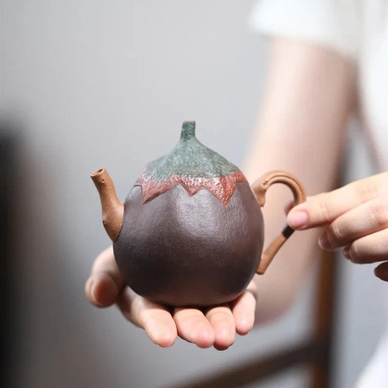 190ml Chinese Yixing Purple Clay Handcarved Eggplant Teapot Tea Infuser Kettle 07FC0E-D4 - KOEEK