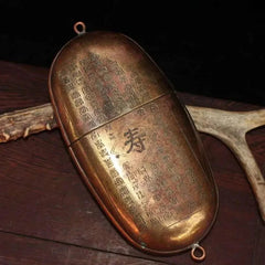 15cm Exquisitely Chinese Retro Copper Handcarved Fushou Glasses Case Collection 07FC0E-D4 - KOEEK