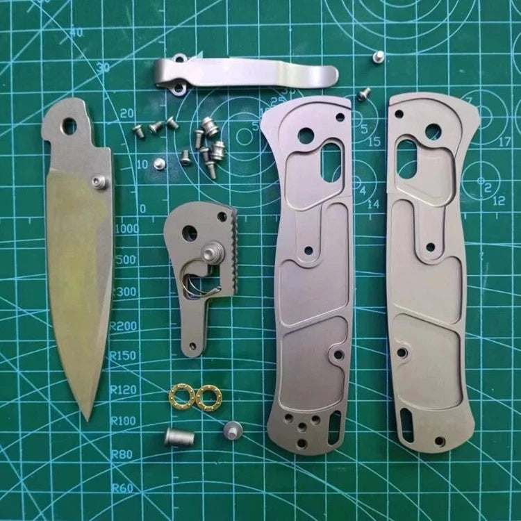 1Set Titanium Alloy Handle Scales+14C28N Stainless Steel Blade for Benchmade 535 07FC0E-D4 - KOEEK