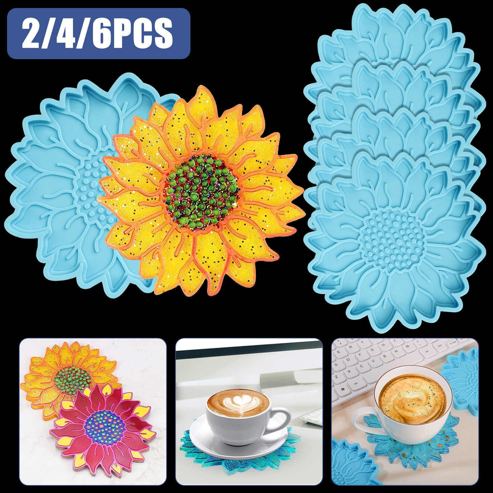 Silicone Sunflower Coaster Resin Mold Epoxy Casting Making Mould DIY Craft Tool koeek - KOEEK