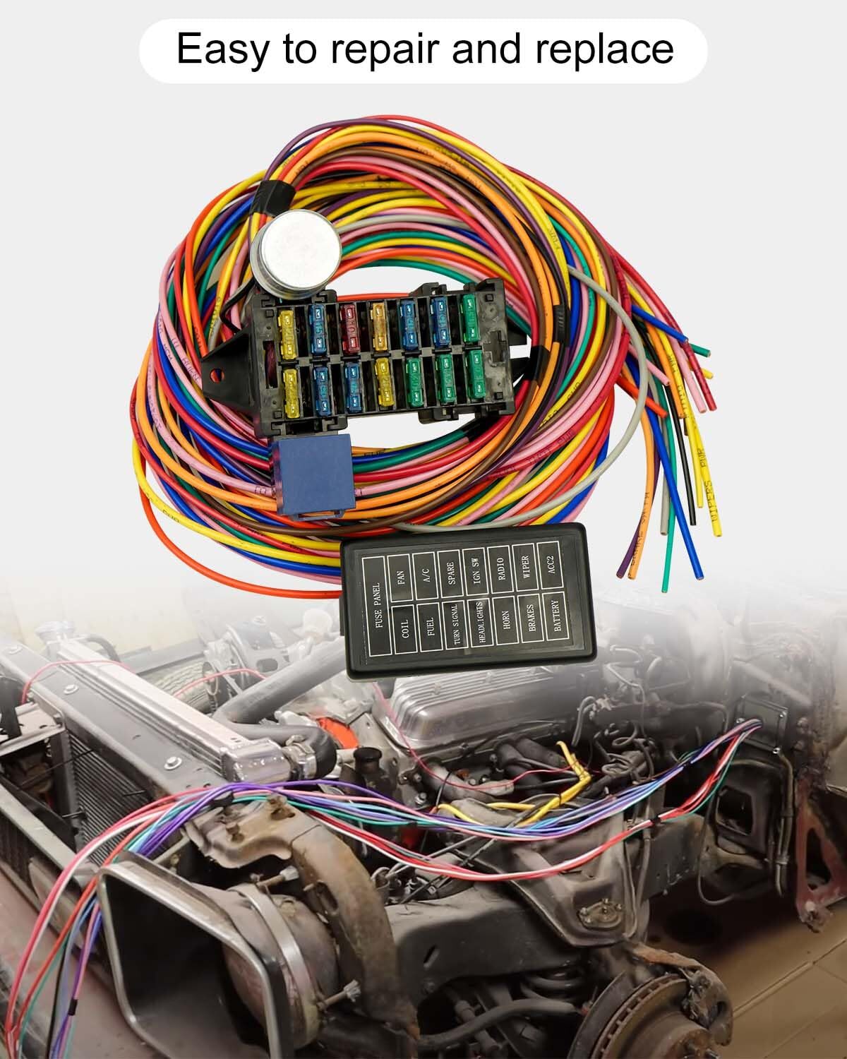 new 14 Circuit Universal Wiring Harness Fit for Street Muscle Car Hot Rod Rat XL... 07FC0E-D4 - KOEEK