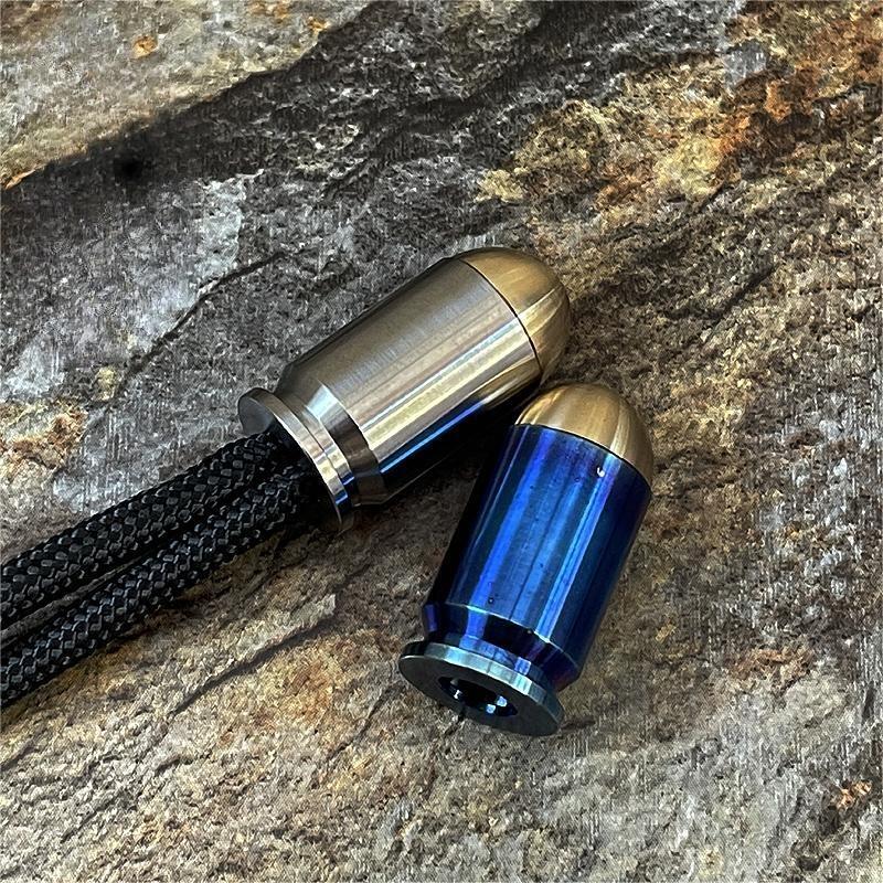 Titanium Brass Bullet Shape Knife Lanyard Bead Paracord Pendant Zipper Pull EDC 07FC0E-D4 - KOEEK