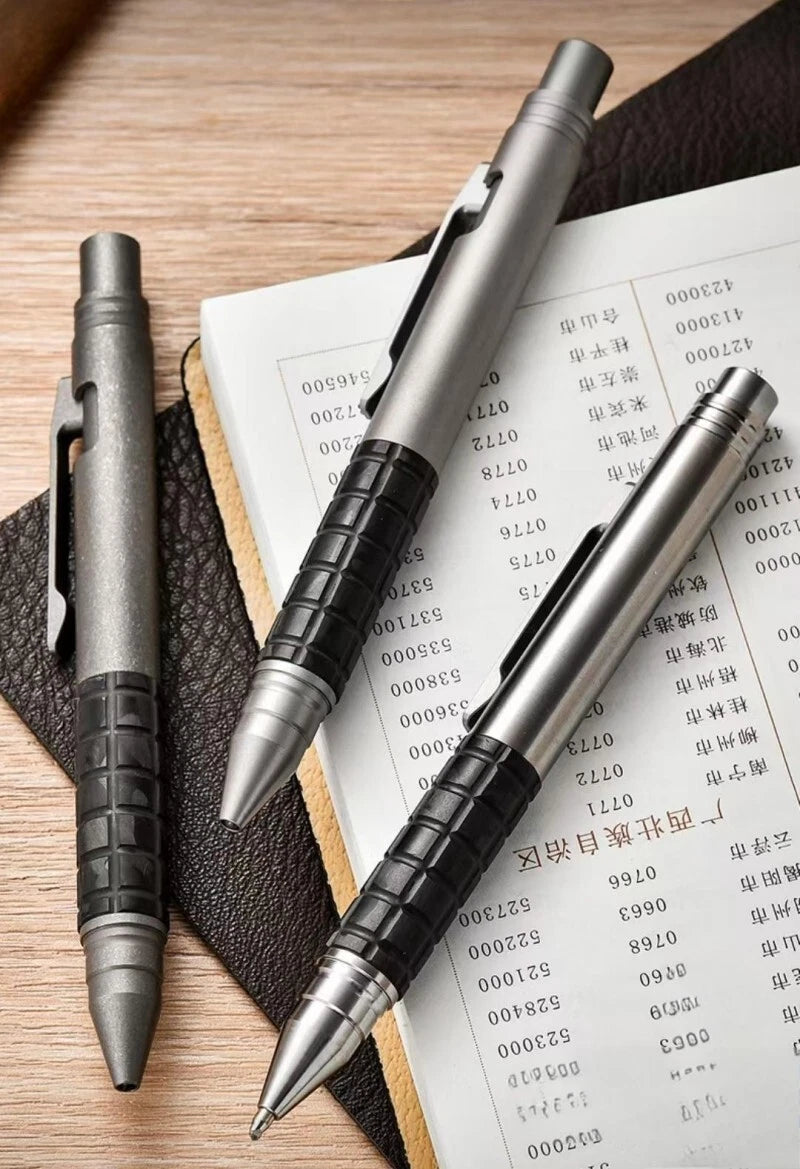 Carbon Fiber Ballpoint Pen EDC Titanium Bolt Action Signature Writing Pocket Pen 07FC0E-D4 - KOEEK