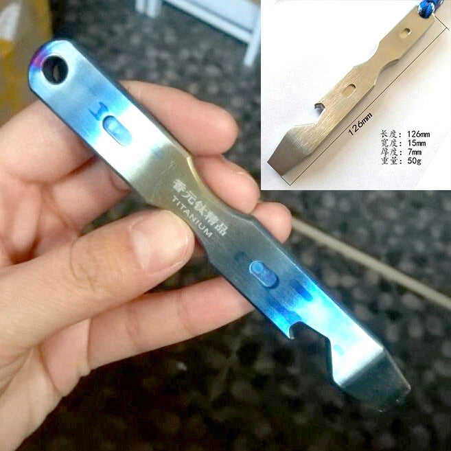 1Pc Titanium TC4 Crowbar Pry Bar Underreach EDC Tool Bottle Opener Pendant Gifts 07FC0E-D4 - KOEEK