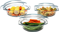 Casserole dish set, set of 3 casserole dishes with lids, round glass cookware 07FC0E-D4 - KOEEK