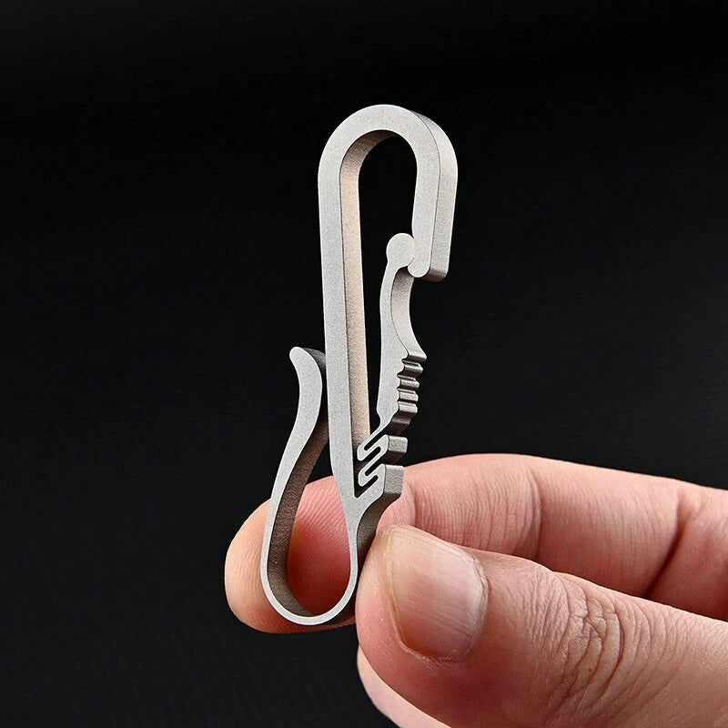 EDC Titanium Alloy Key chain Carabiner with Key Ring Waist Hanging Buckle Tool 07FC0E-D4 - KOEEK
