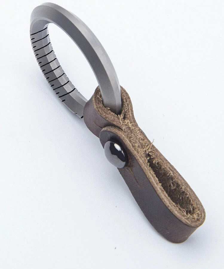 EDC TC4 Titanium + Leather Keychain Portable Removable Key Ring Pendant Set Tool EDC - KOEEK