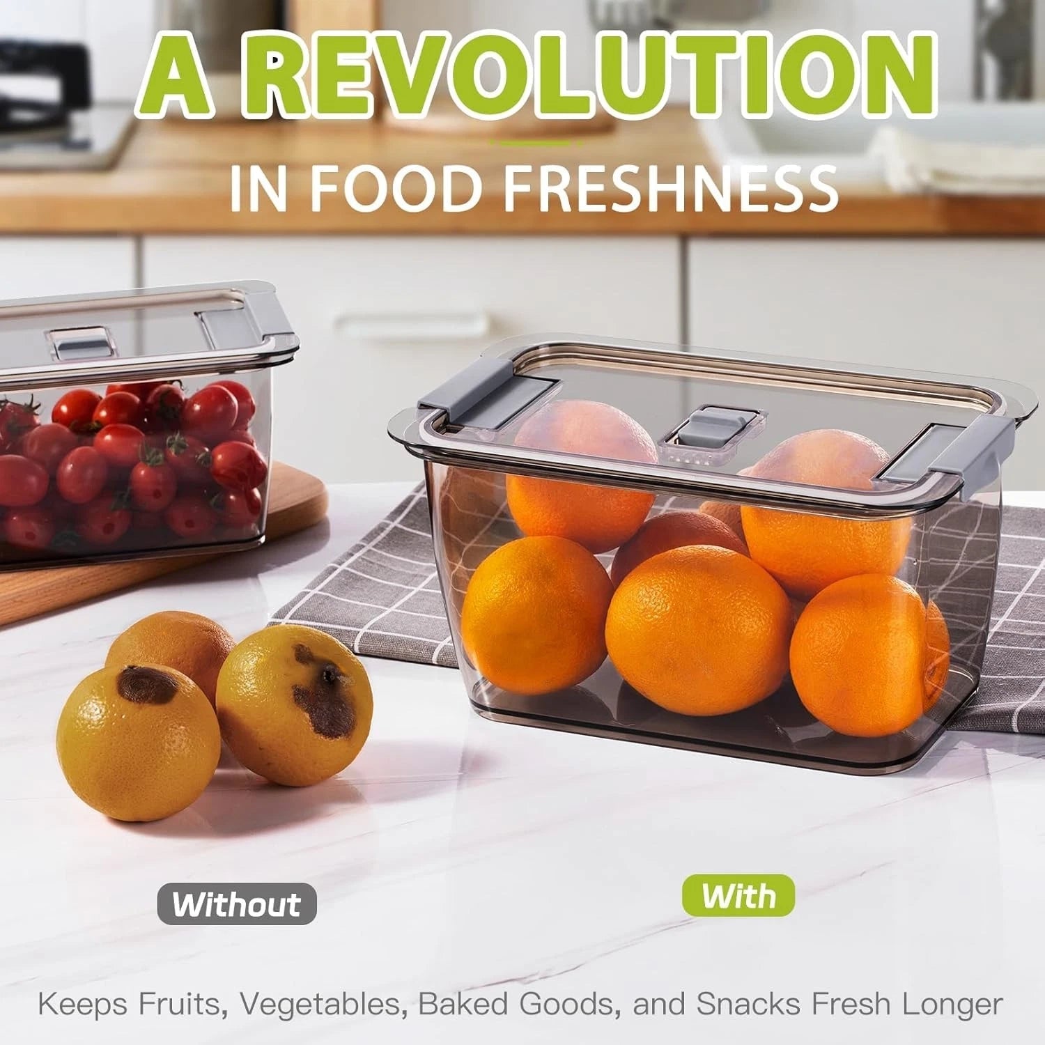 Fresh fruit and vegetable storage container, set of 3 07FC0E-D4 - KOEEK