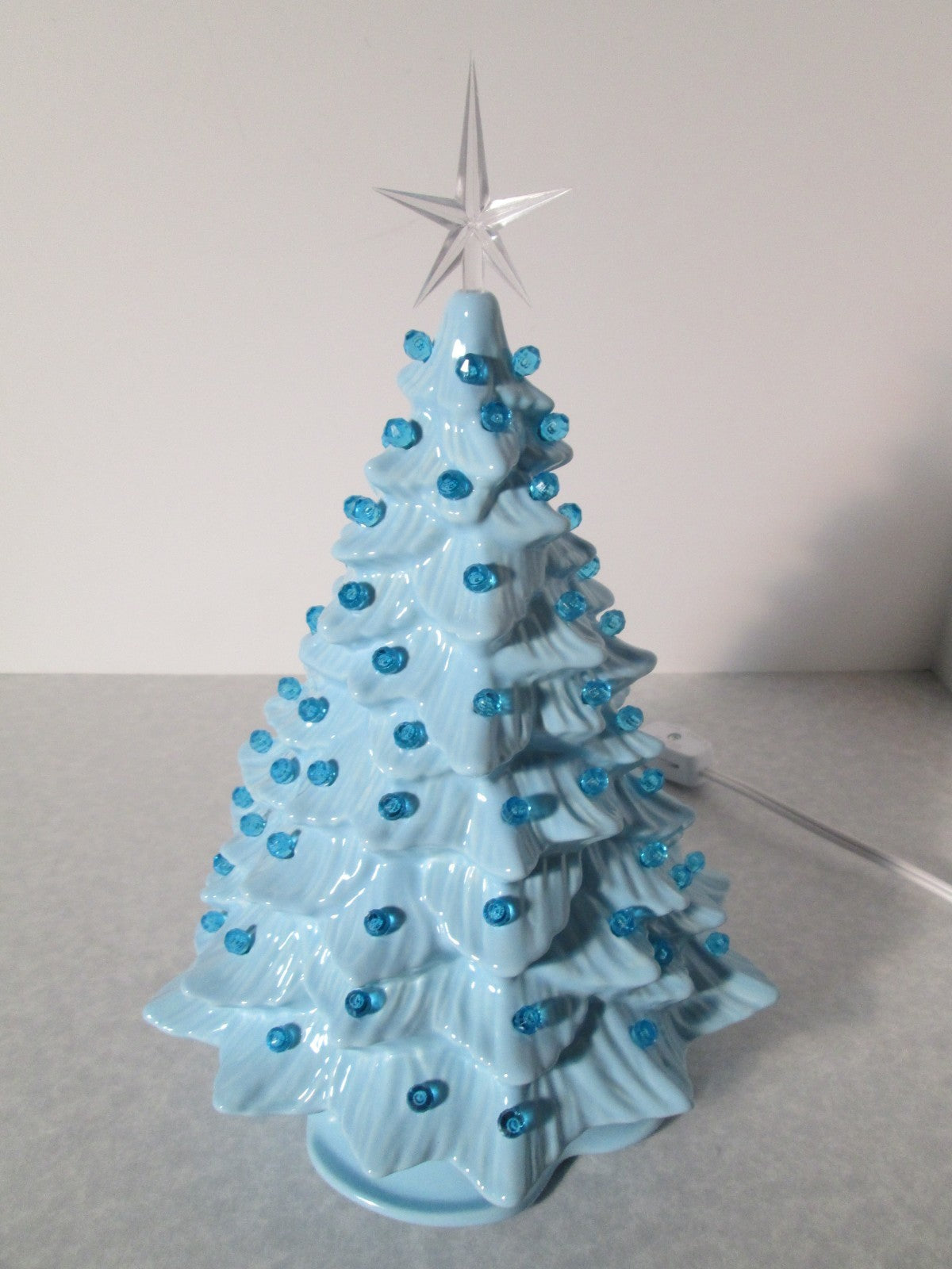 "Light Blue Glazed  Ceramic Christmas Tree"  ly Made/ Extra Lights 07FC0E-D4 - KOEEK