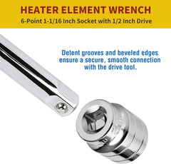 new 1-1/16 Inch RV Water Heater Element Socket Wrench for NPT Thread Silver 07FC0E-D4 - KOEEK
