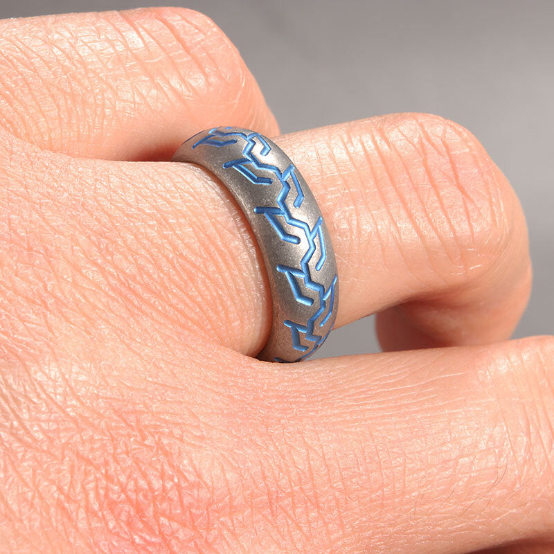 TC4 Titanium Alloy Tire pattern Finger Ring Necklace Pendant bead Decorative EDC 07FC0E-D4 - KOEEK