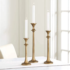Iron taper candlesticks Set of 3 decorative candlesticks Antique brass color