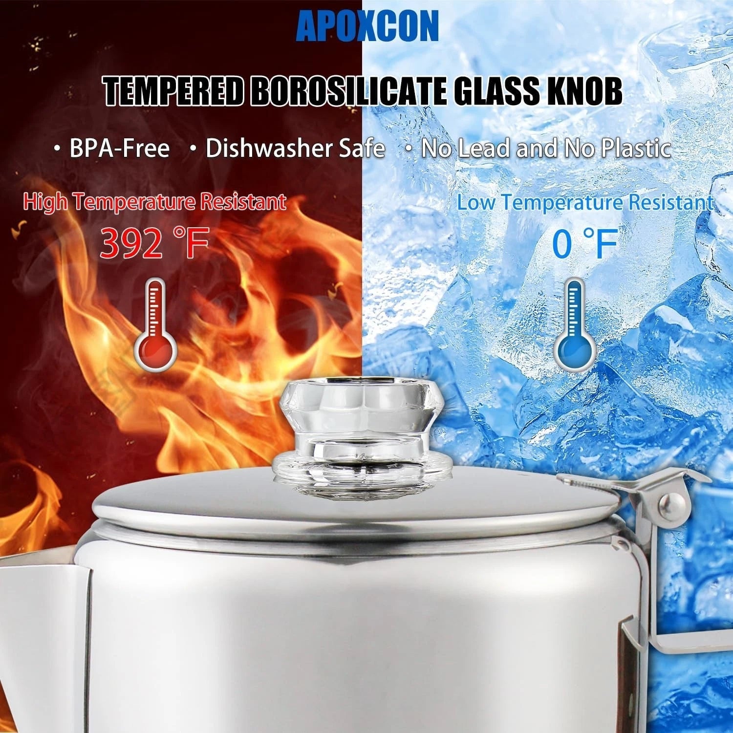 Coffee dripper with two heat-resistant reinforced glass knobs 07FC0E-D4 - KOEEK