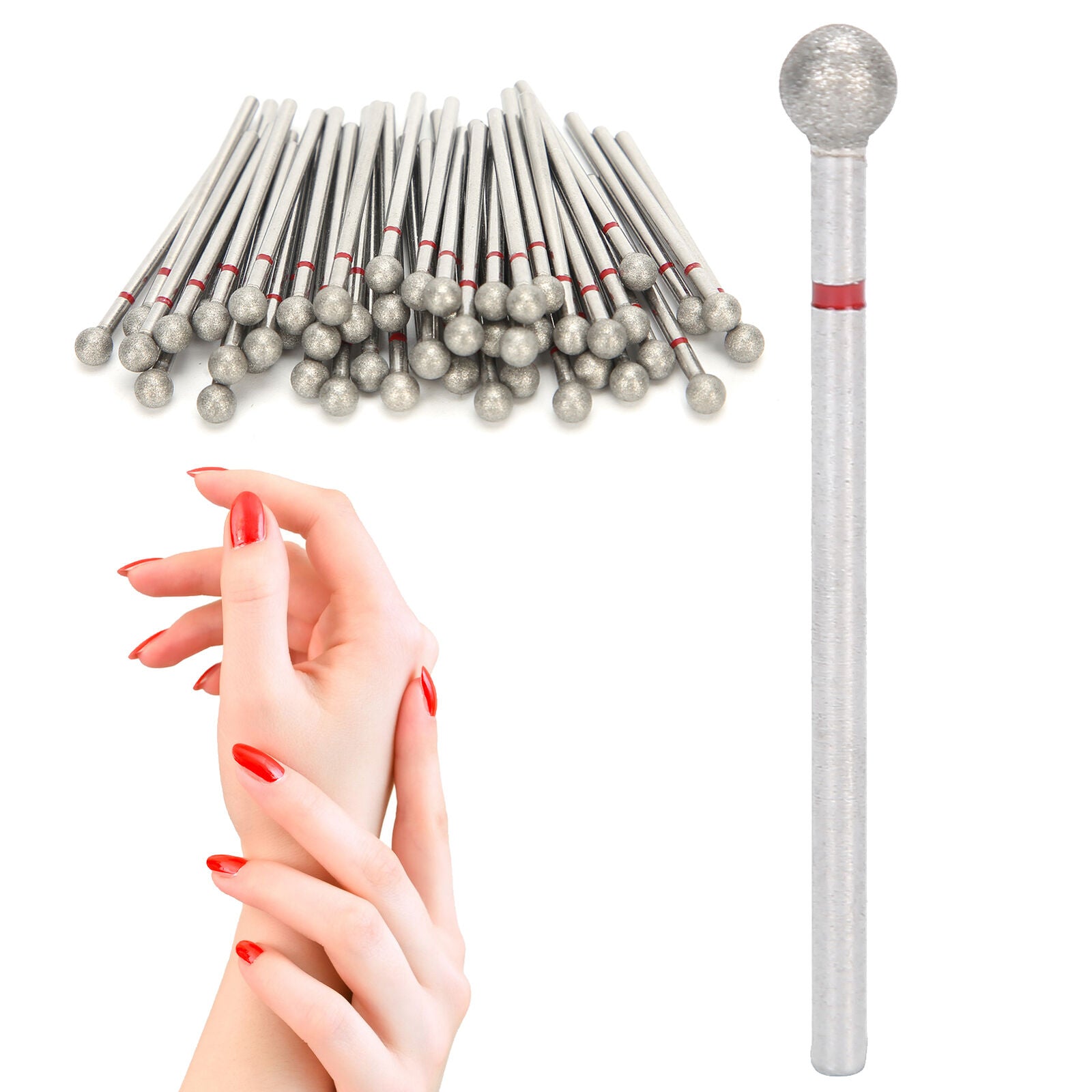 new 50pcs Spherical Nail Drill Bits Dead Removal Nail Head (5mm 0.2in ) HGF koeek - KOEEK