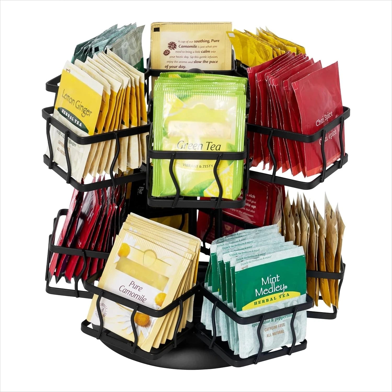 Tea bag storage rack - Rotating carousel stand with 12 compartments 07FC0E-D4 - KOEEK