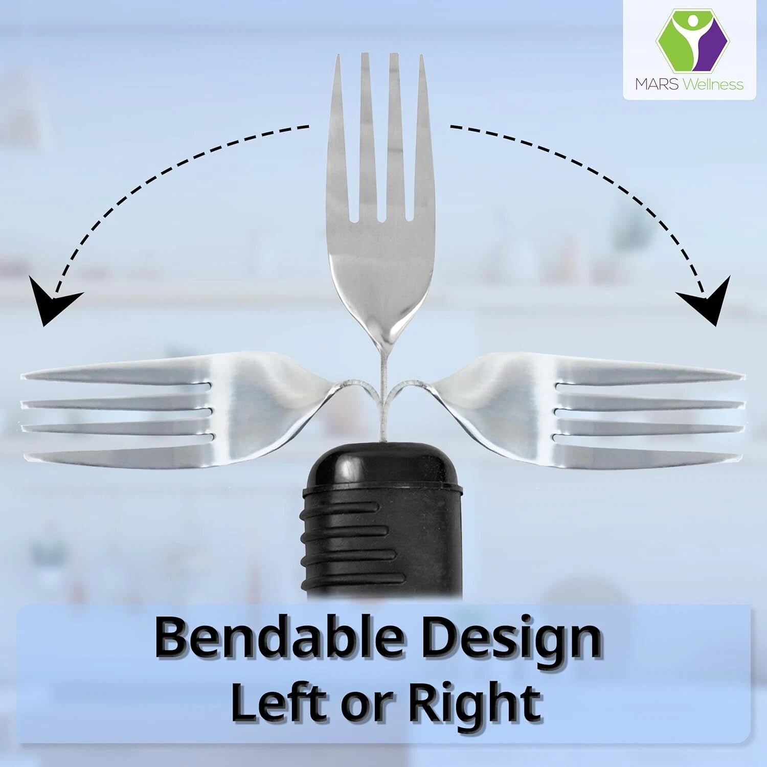 3 Piece Super Easy Grip Flatware Set - Bendable Built Up Utensils - Fork, Knife 07FC0E-D4 - KOEEK