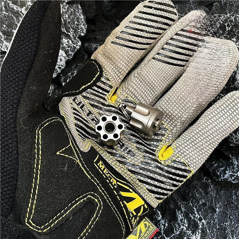 Titanium Revolver Magazine Shape Knife Lanyard Bead Paracord pendant Detachable 07FC0E-D4 - KOEEK