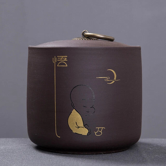 Purple Clay Tea Caddy Puer Tea Storage Tea Jar Candy Dried Fruit Container Box 07FC0E-D4 - KOEEK