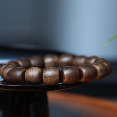 Kynam Agarwood Bracelet Multi Circle Drum Beads Vietnam Prayer Bead Jewelry 07FC0E-D4 - KOEEK